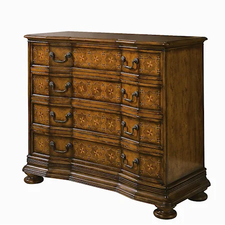 4 Drawer Serpentine Chest with Veneer Inlays